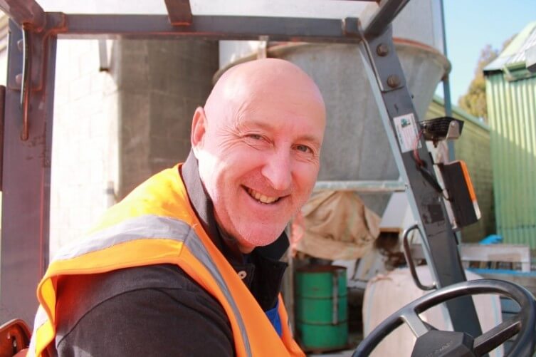 Wayne driving the forklift